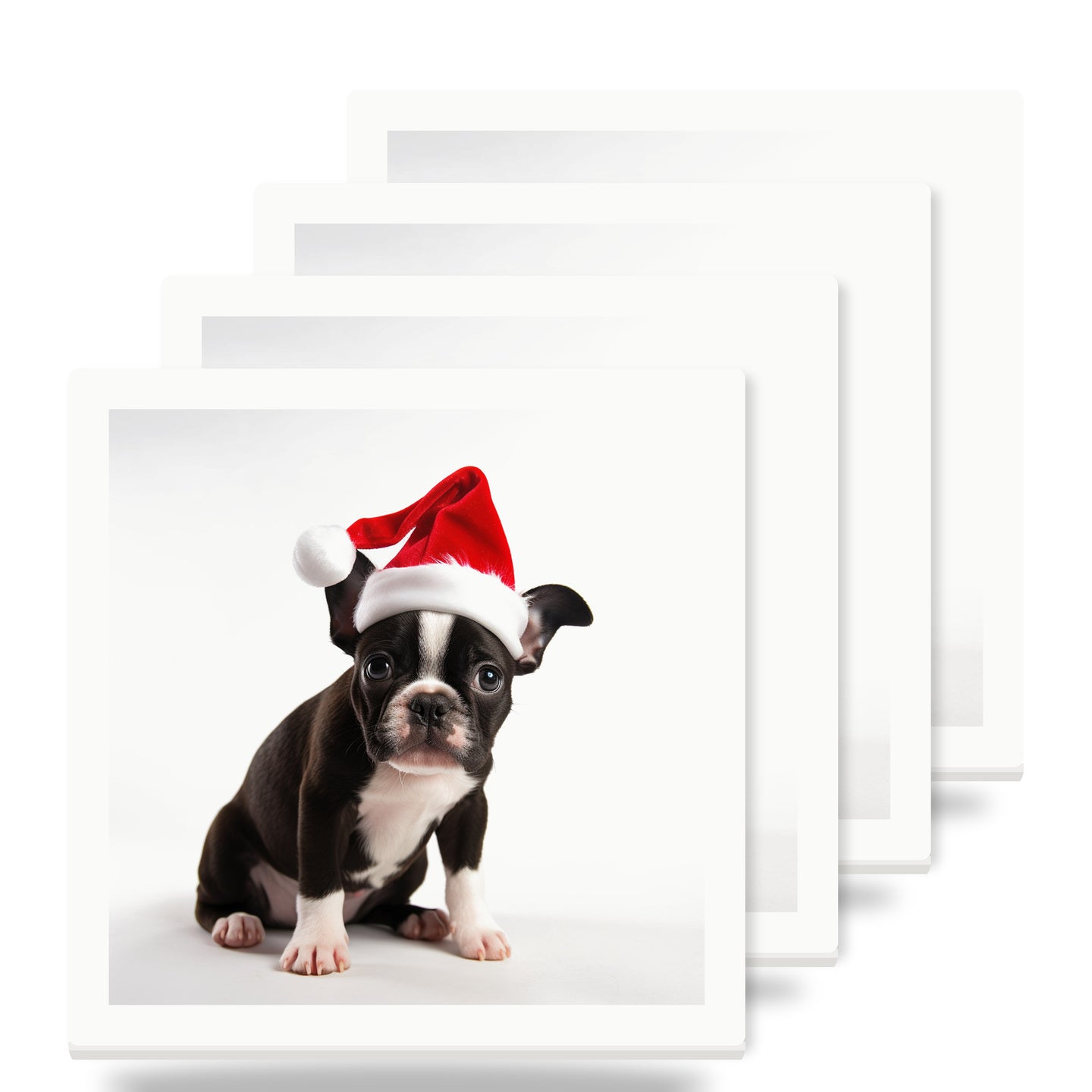 Boston Terrier Puppy ceramic coasters set of 4