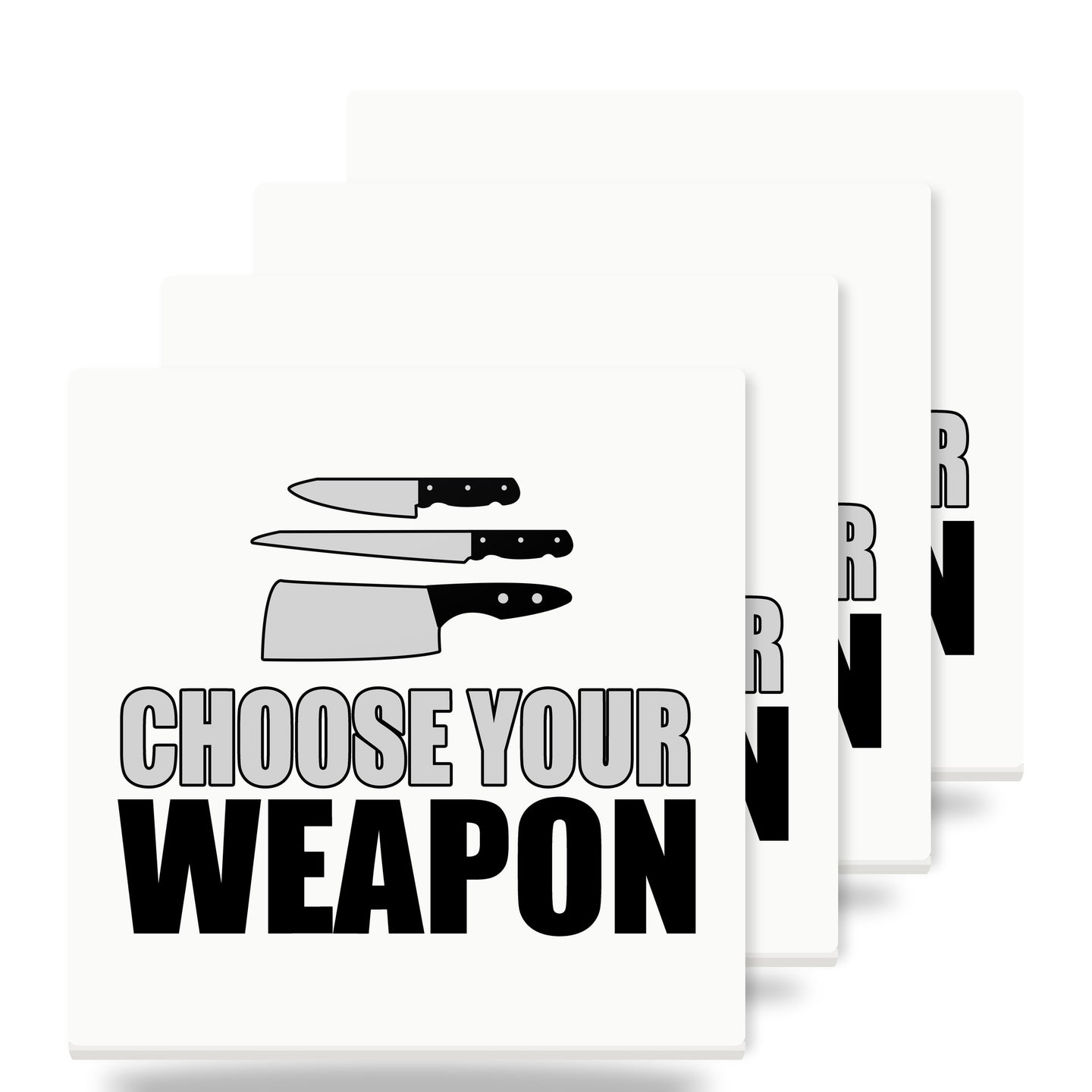 Choose Your Weapon - Chef Knives ceramic coasters set of 4