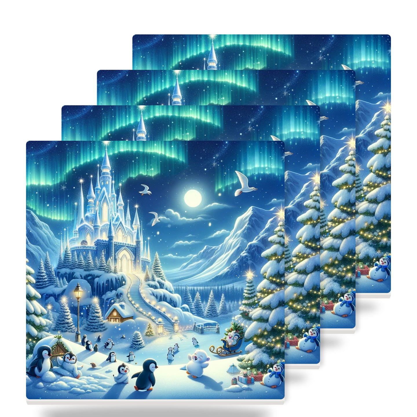 Aurora Ice Castle ceramic coasters set of 4