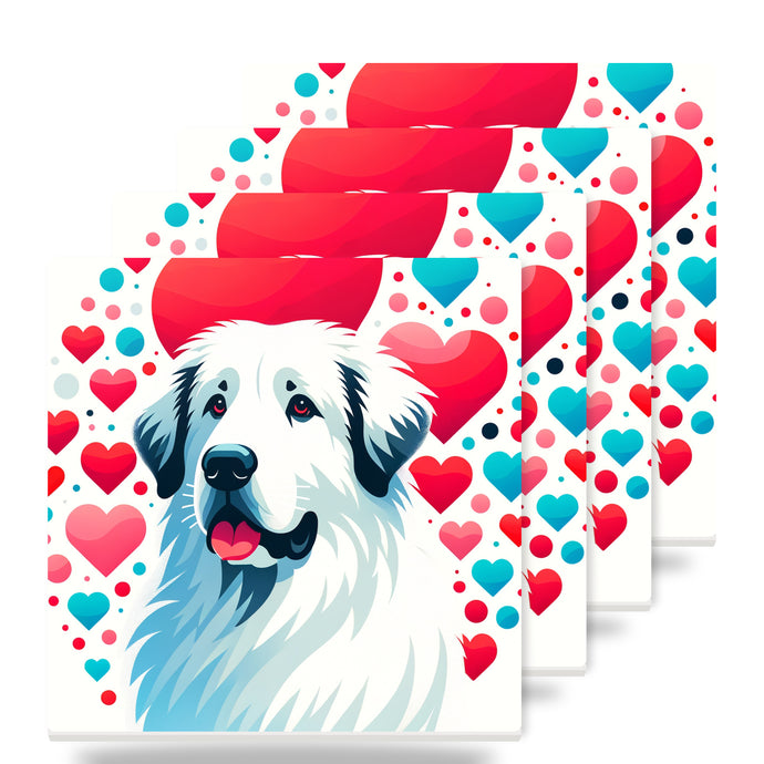 Great Pyrenees ceramic coasters set of 4