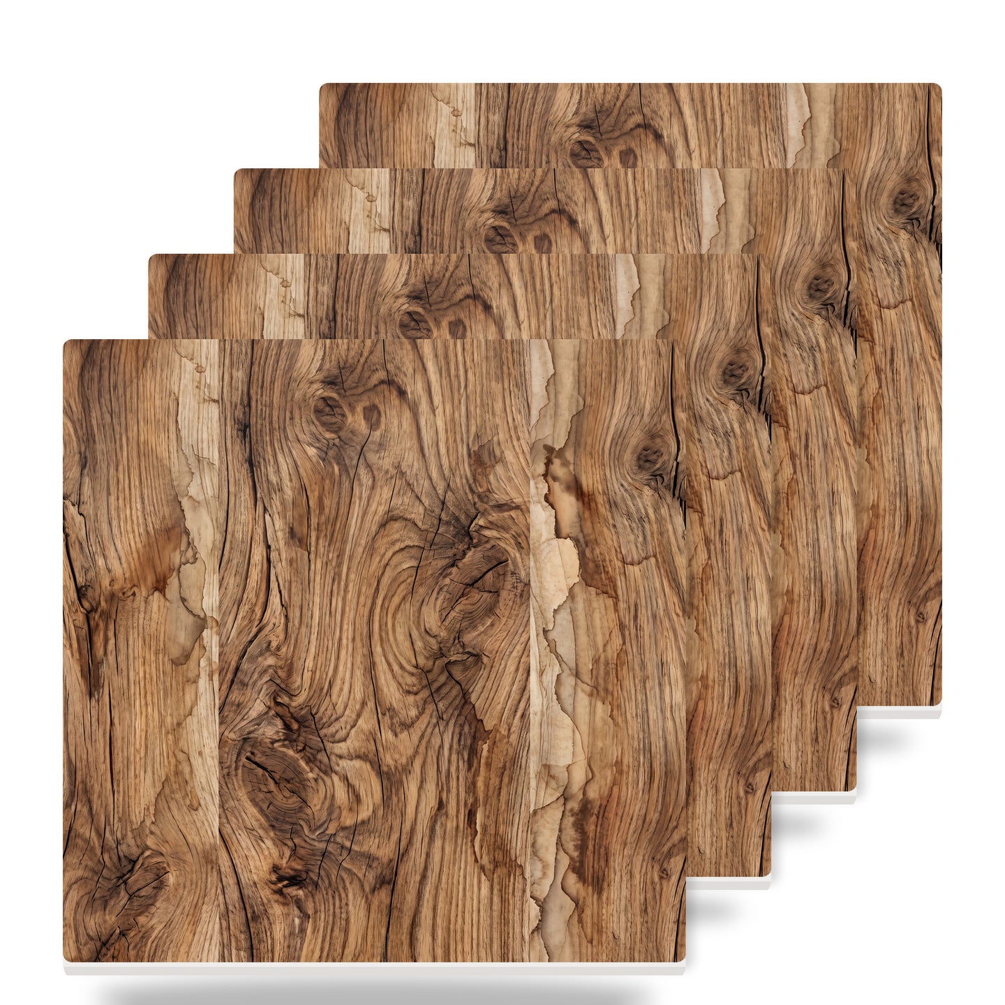 Rustic Wood Grain ceramic coasters set of 4