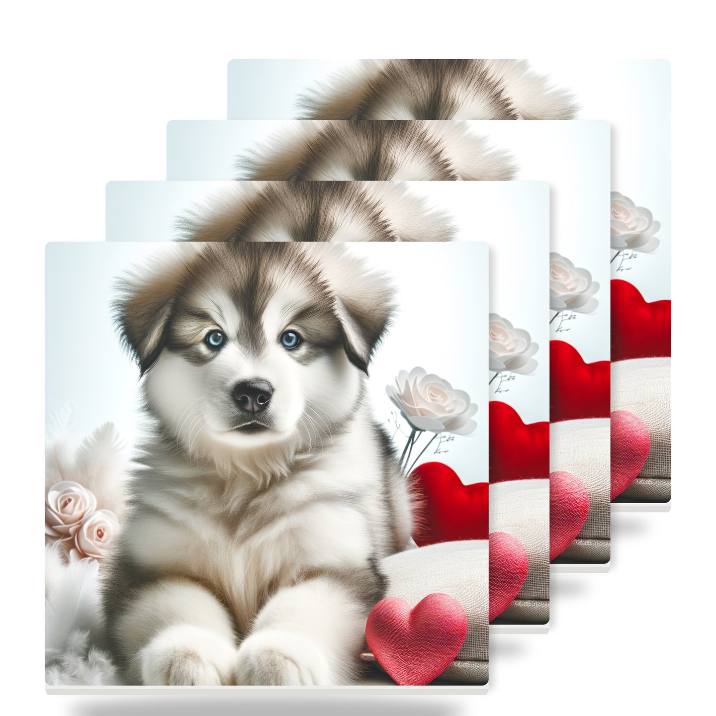Siberian Husky ceramic coasters set of 4