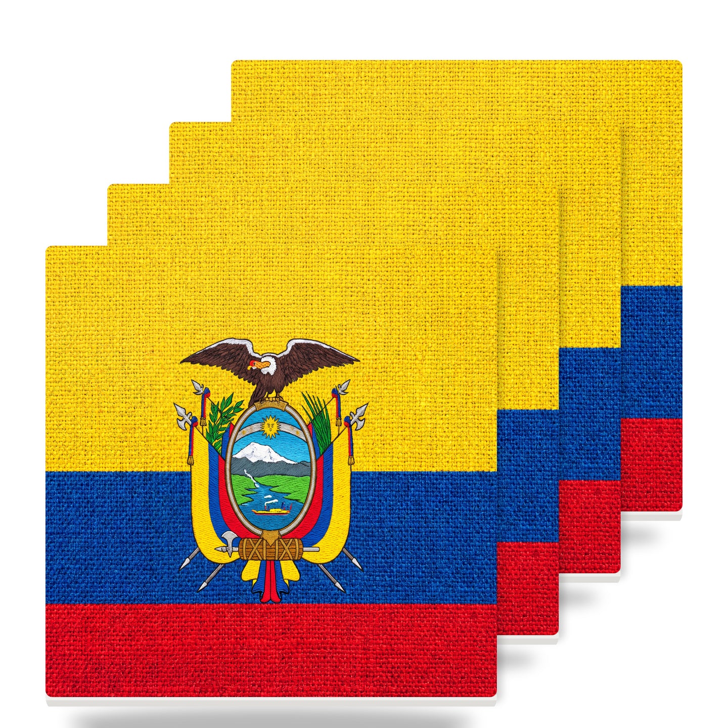 Ecuador Flag Pride ceramic coasters set of 4