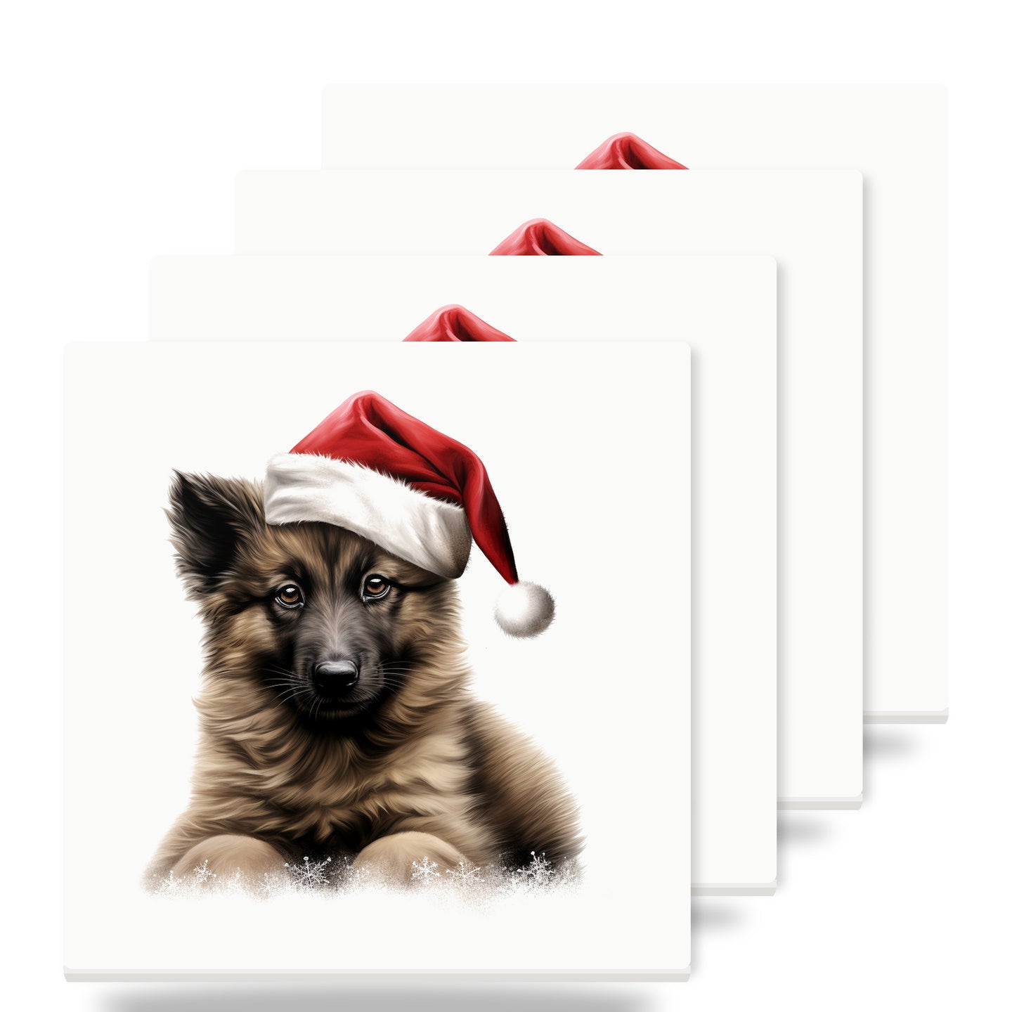 Belgian Tervuren Puppy Drawing ceramic coasters set of 4