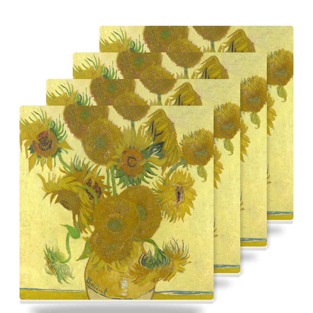 Van Gogh Sunflowers ceramic coasters set of 4
