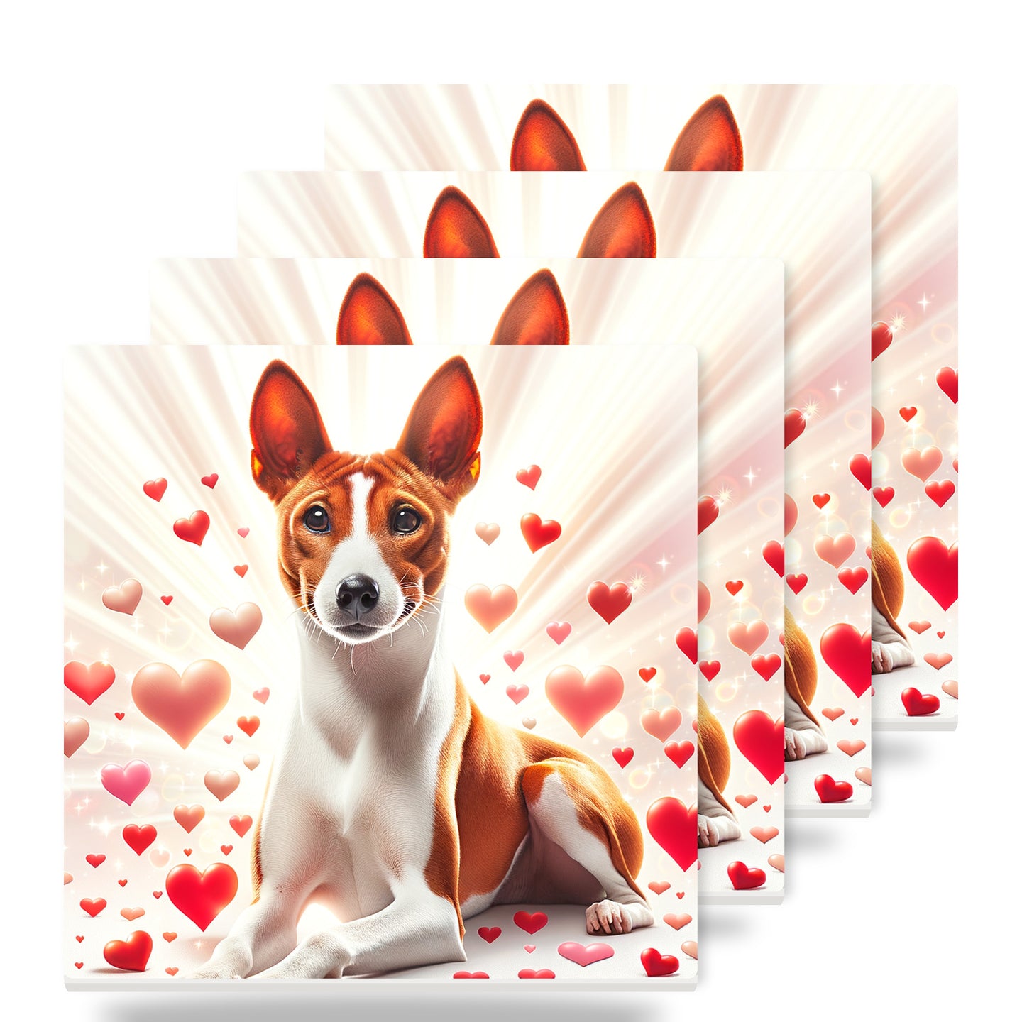 Basenji ceramic coasters set of 4