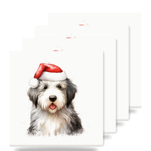 Old English Sheepdog Puppy Drawing ceramic coasters set of 4