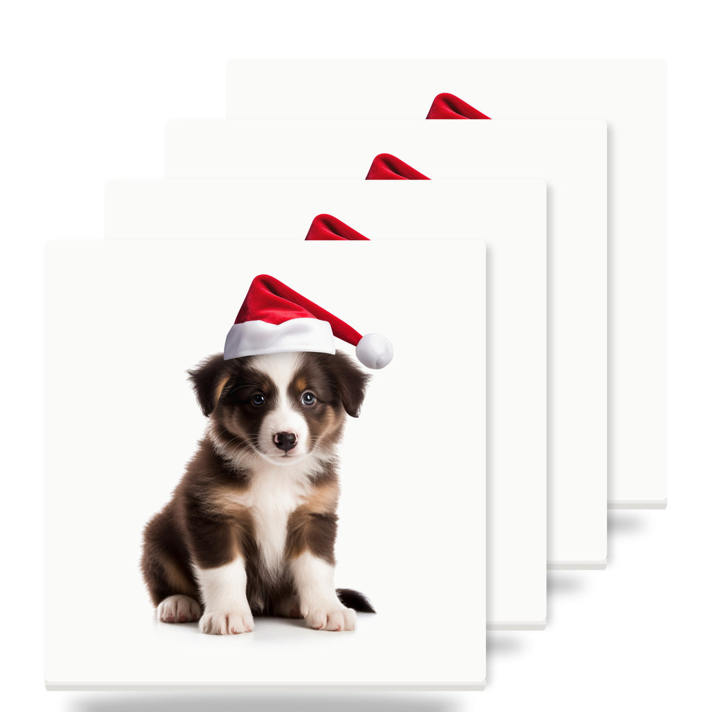 Collie Puppy ceramic coasters set of 4