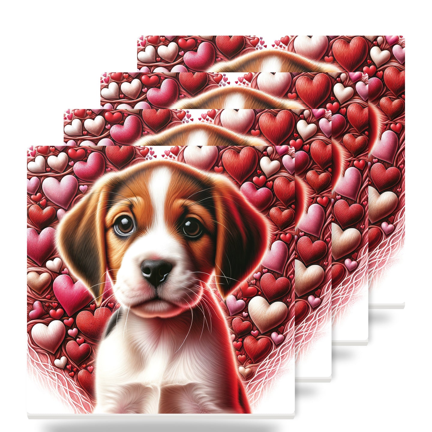 Beagle ceramic coasters set of 4