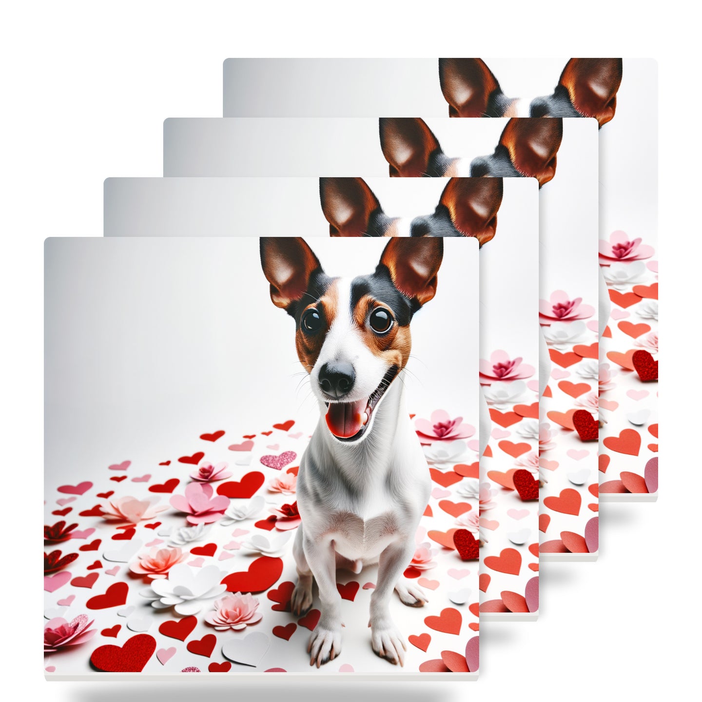 Rat Terrier ceramic coasters set of 4