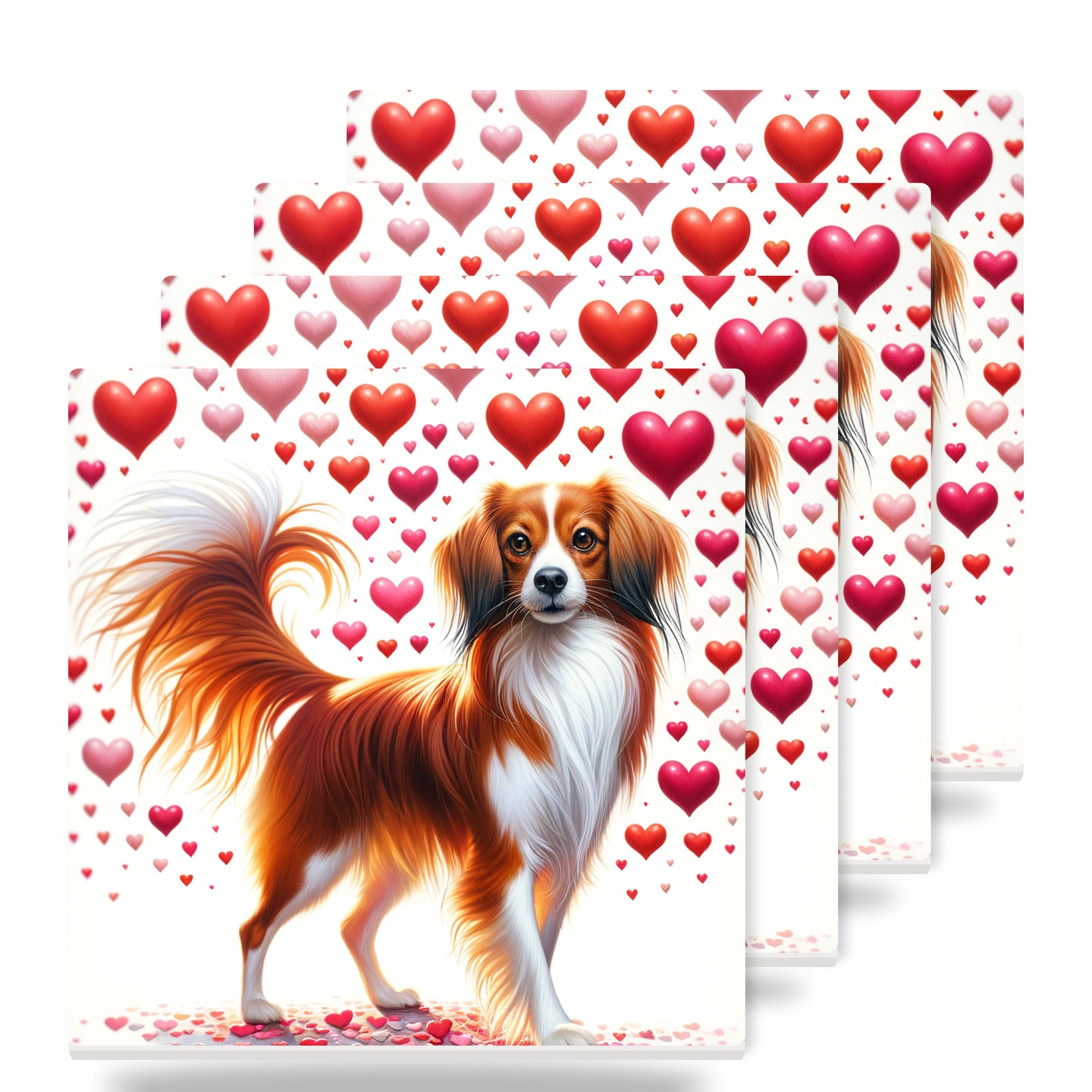 Nederlandse Kooikerhondje ceramic coasters set of 4
