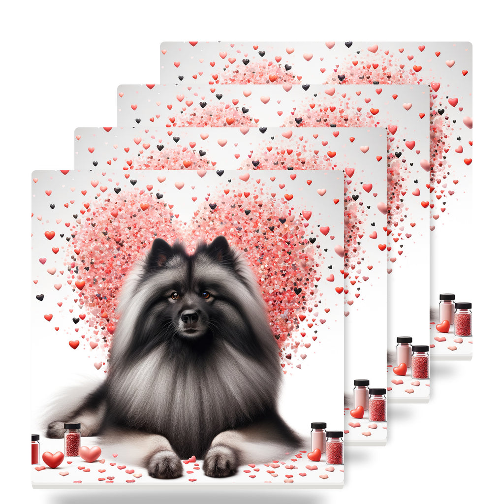 Keeshond ceramic coasters set of 4