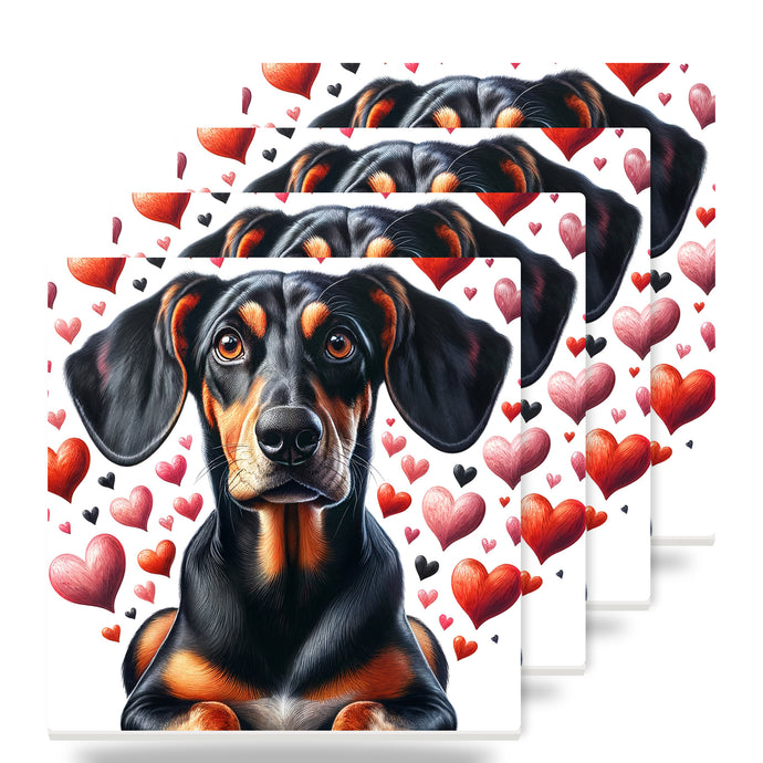 Dachshund ceramic coasters set of 4