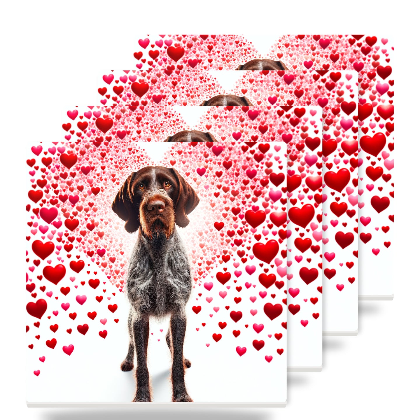 German Wirehaired Pointer ceramic coasters set of 4