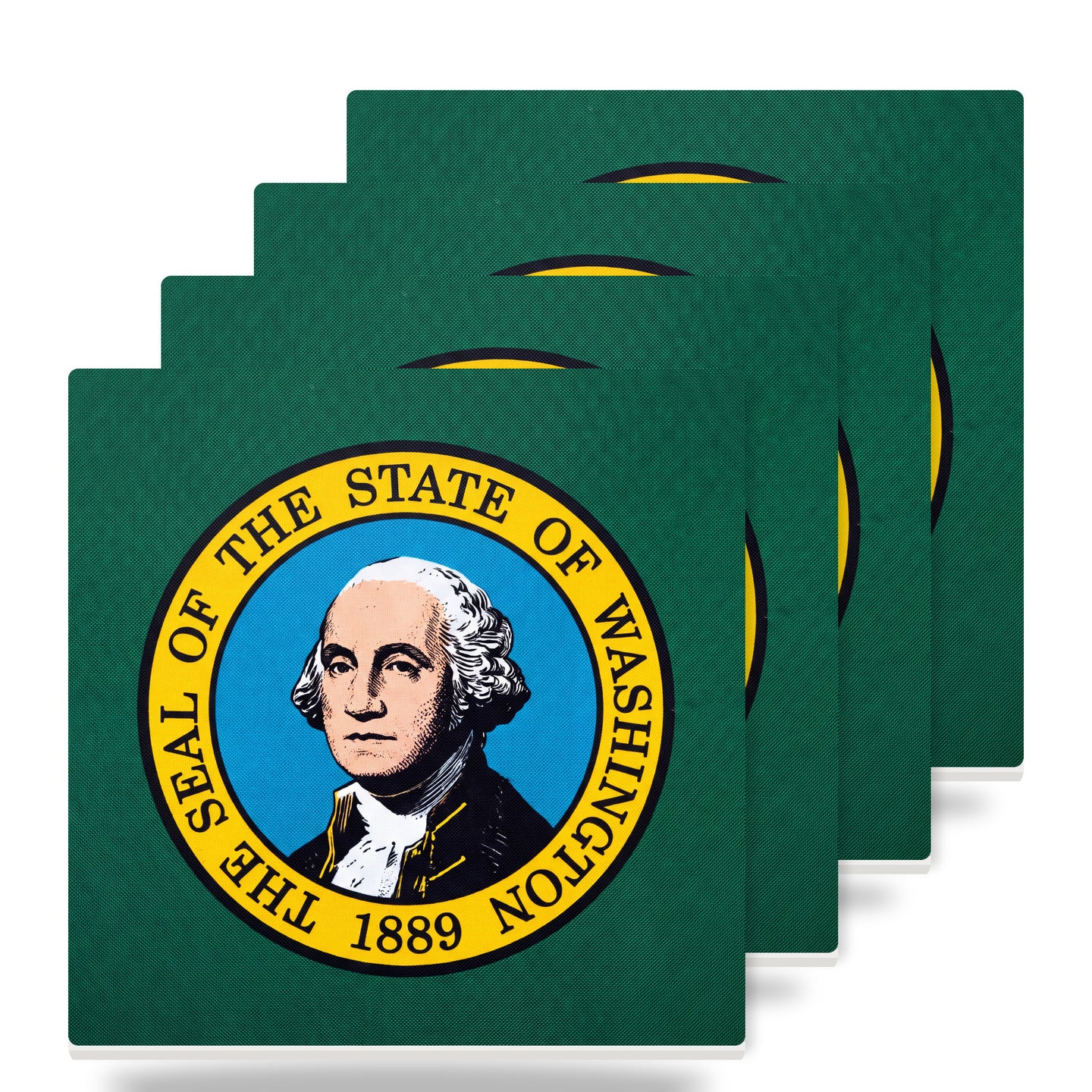 Washington State Flag ceramic coasters set of 4