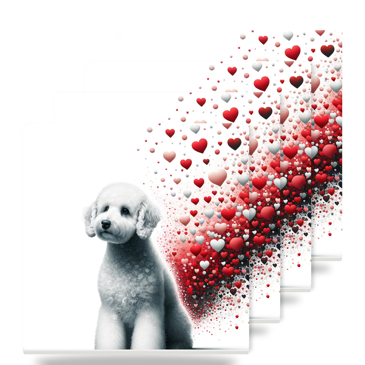 Poodle ceramic coasters set of 4