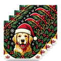Golden Retriever Christmas Ornament Art ceramic coasters set of 4