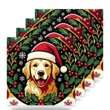 Golden Retriever Christmas Ornament Art ceramic coasters set of 4