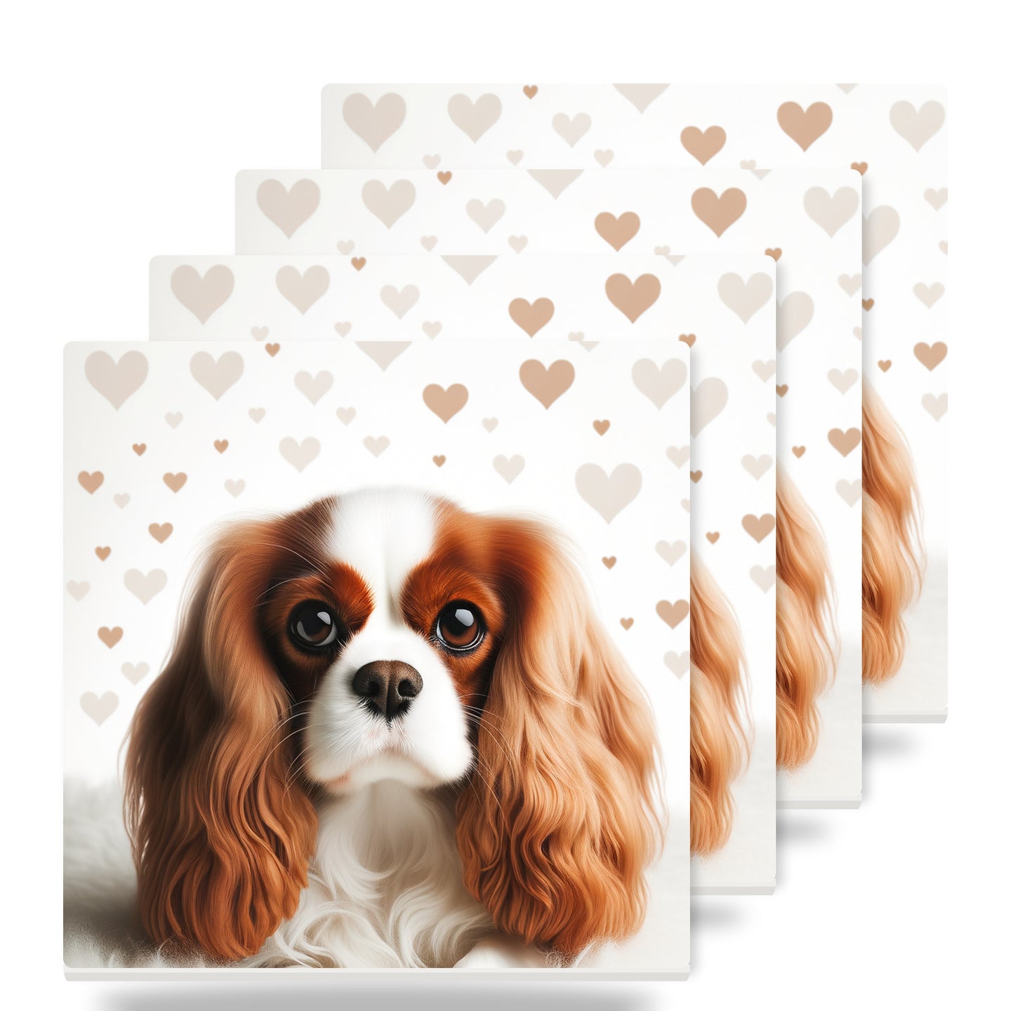 Cavalier King Charles Spaniel ceramic coasters set of 4