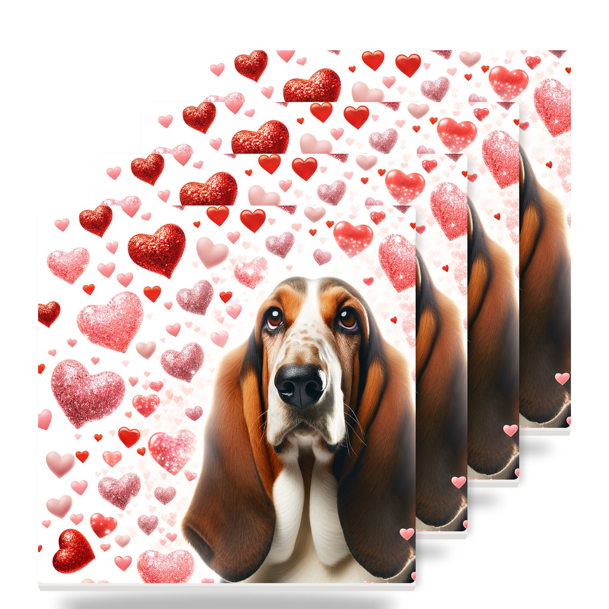 Basset Hound ceramic coasters set of 4