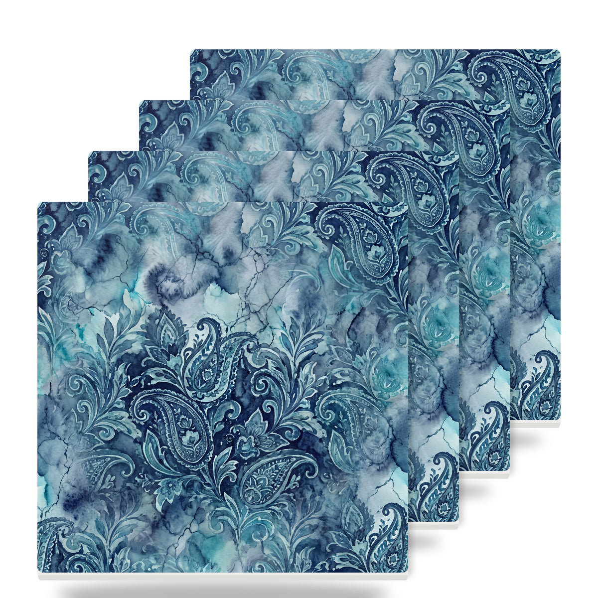 Paisley ceramic coasters set of 4