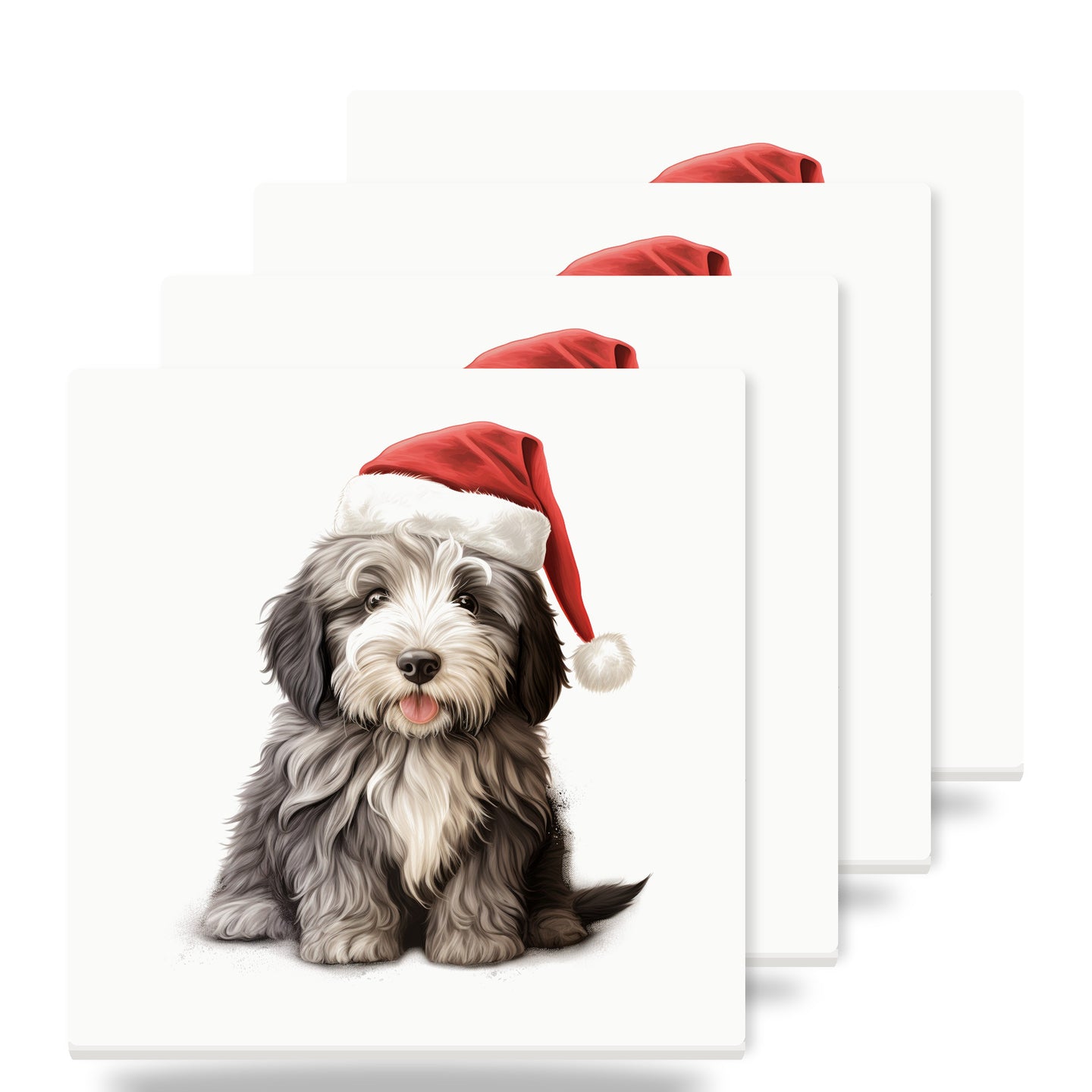 Bergamasco Sheepdog Puppy Drawing ceramic coasters set of 4
