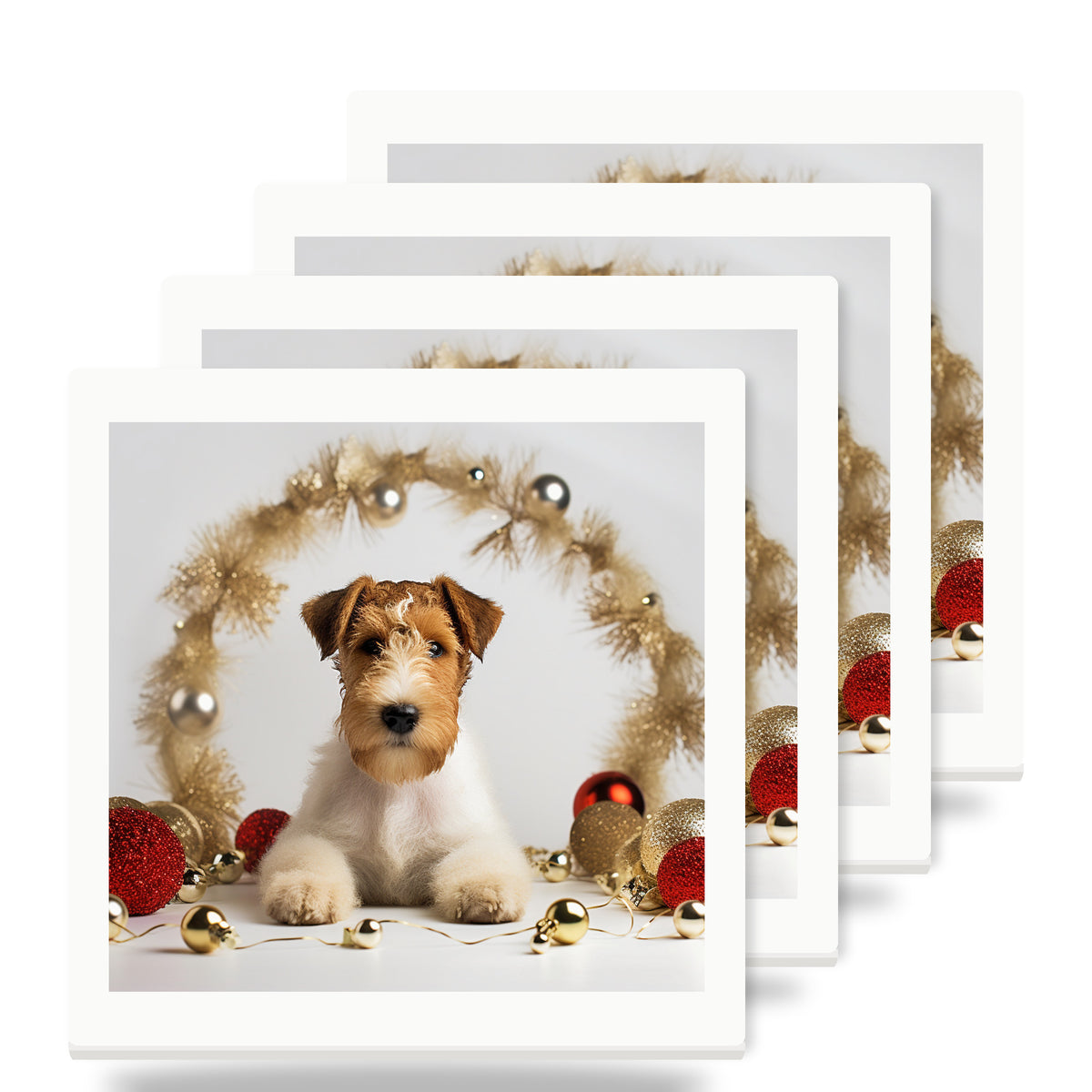 Wire Fox Terrier Puppy ceramic coasters set of 4