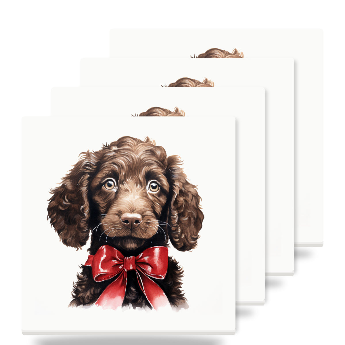 American Water Spaniel Puppy Drawing ceramic coasters set of 4