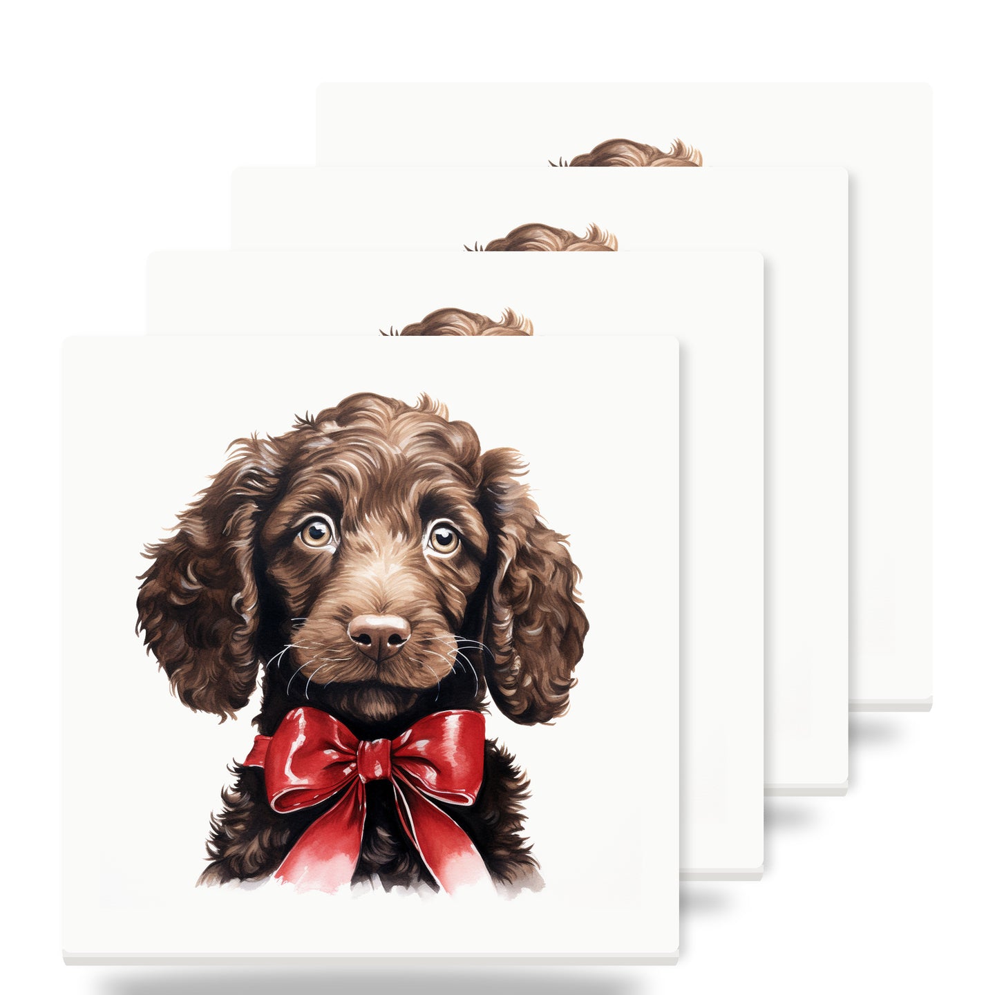 American Water Spaniel Puppy Drawing ceramic coasters set of 4