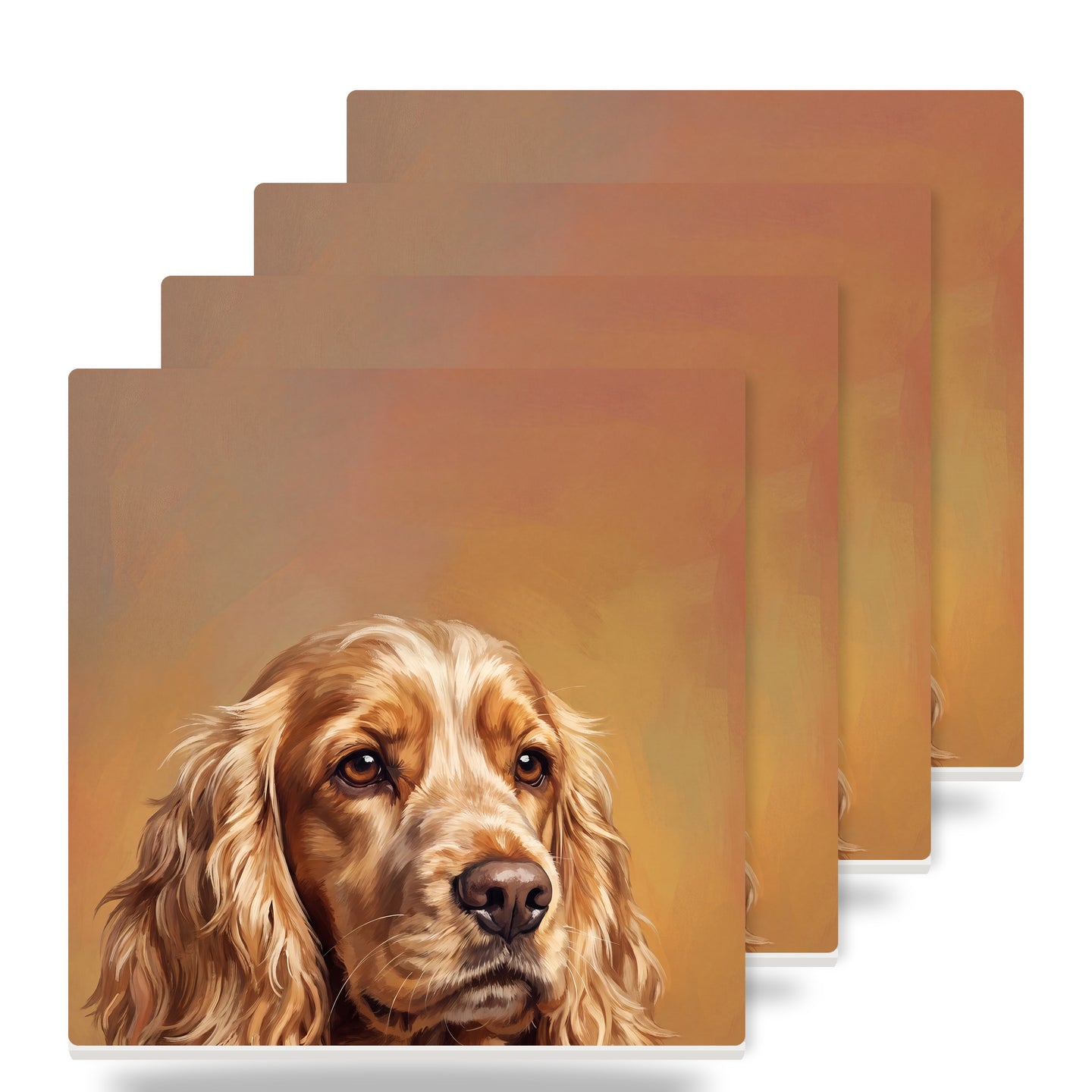 Cocker Spaniel Portrait ceramic coasters set of 4