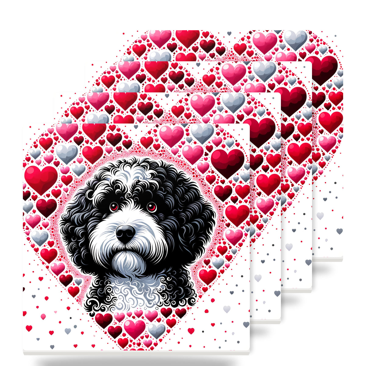 Portuguese Water Dog ceramic coasters set of 4