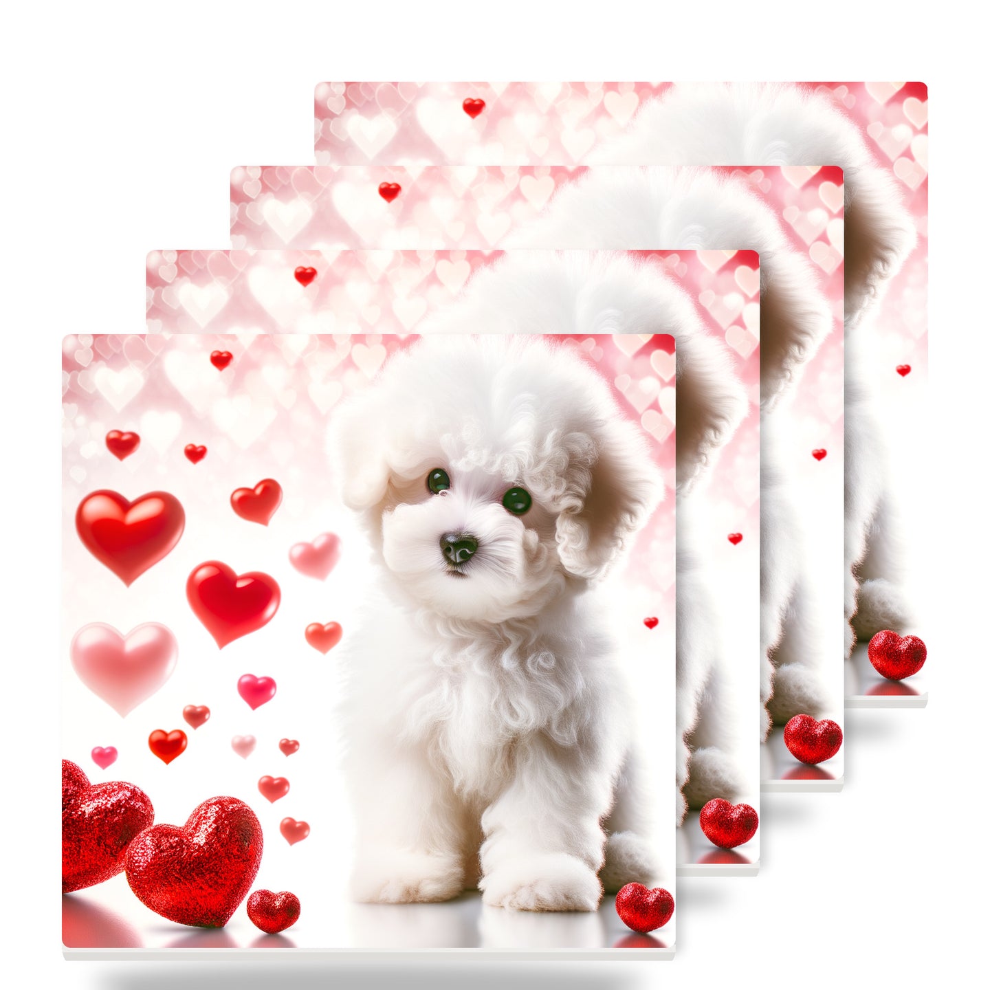 Bichon Frise ceramic coasters set of 4