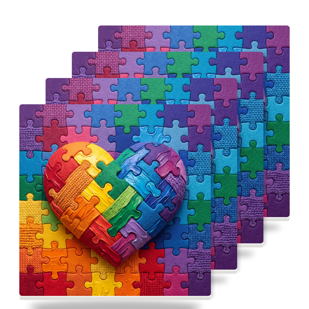 Autism Awareness Puzzle ceramic coasters set of 4