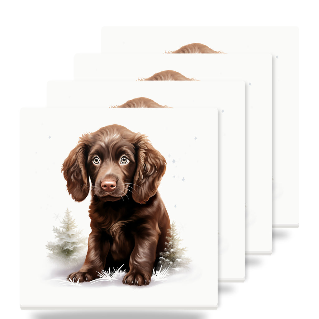 Boykin Spaniel Puppy Drawing ceramic coasters set of 4