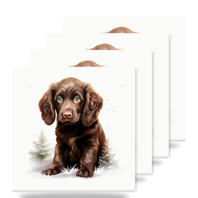 Boykin Spaniel Puppy Drawing ceramic coasters set of 4