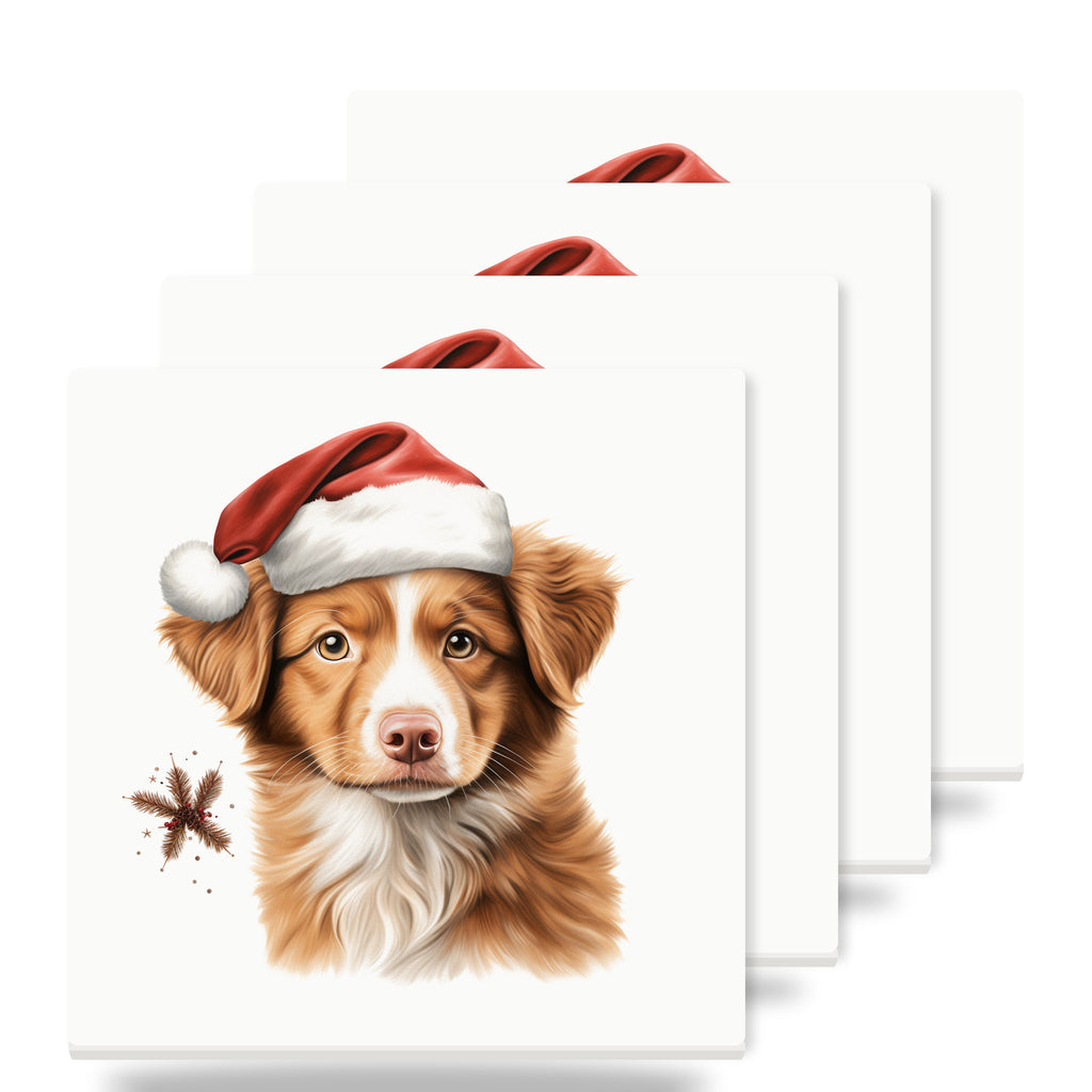 Nova Scotia Duck Tolling Retriever Puppy Drawing ceramic coasters set of 4