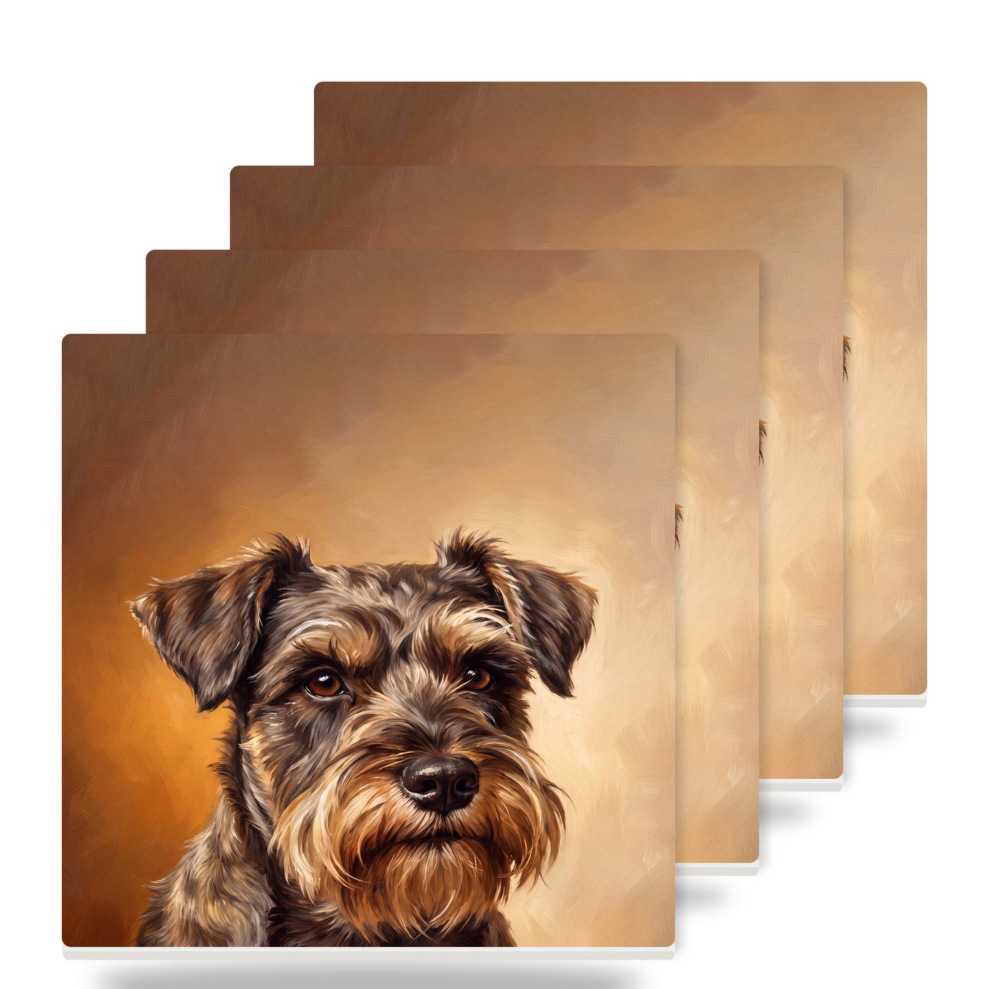 Schnauzer Portrait ceramic coasters set of 4