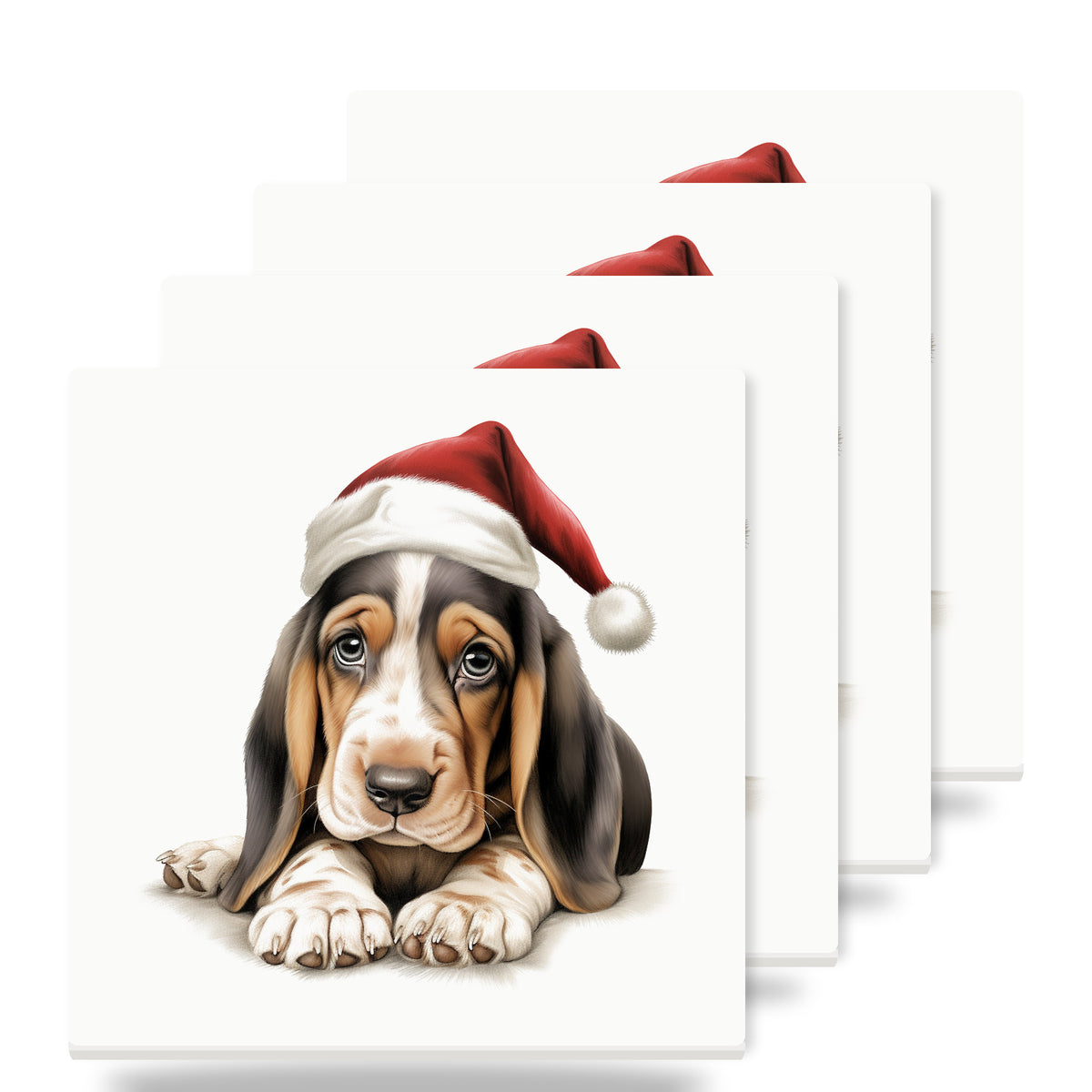 Basset Hound Puppy Drawing ceramic coasters set of 4