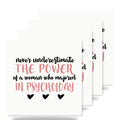 Never Underestimate Woman in Psychology ceramic coasters set of 4