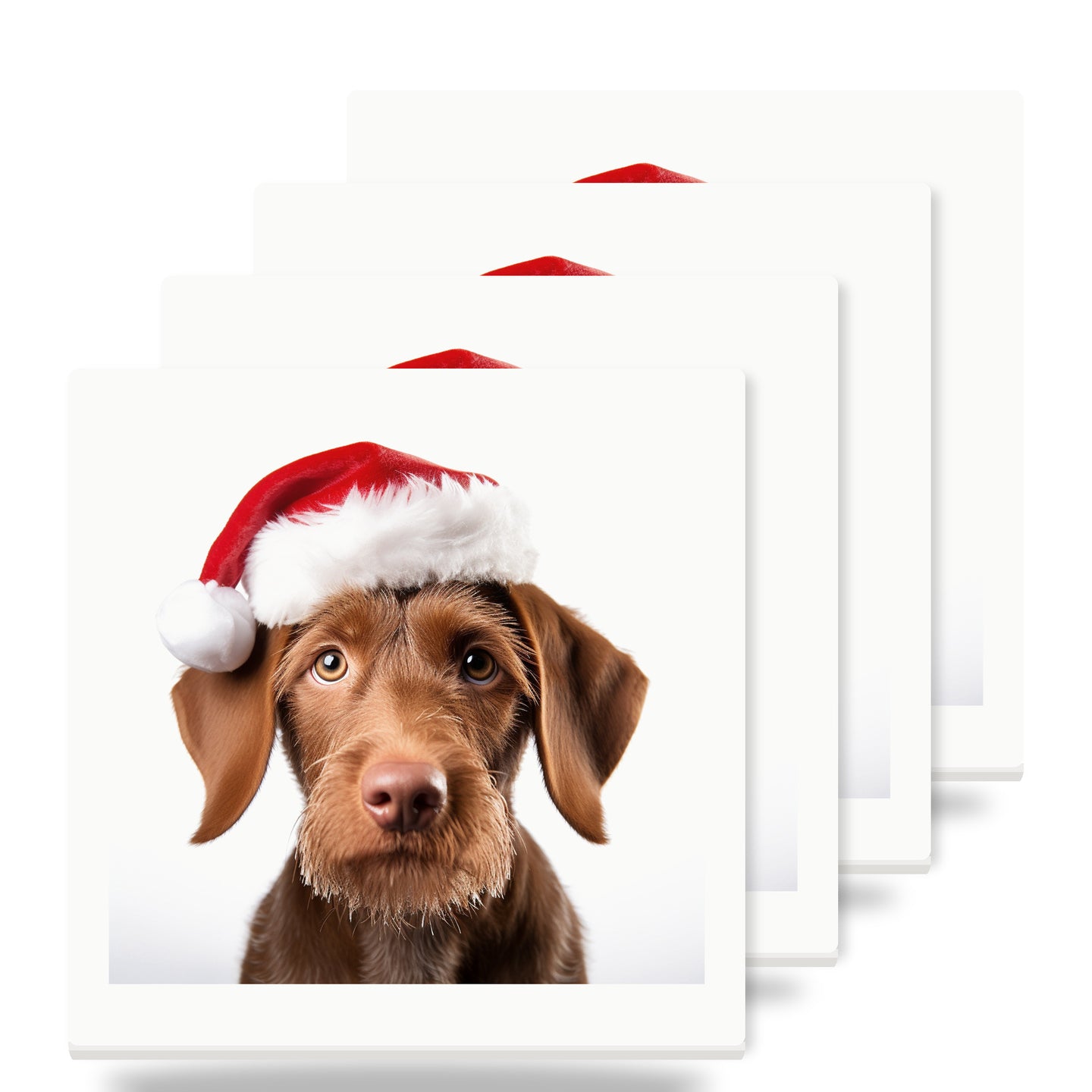 Wirehaired Vizsla Puppy ceramic coasters set of 4