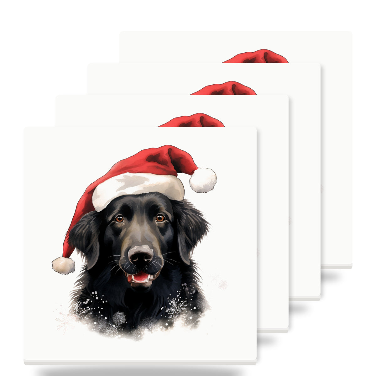 Flat-Coated Retriever ceramic coasters set of 4