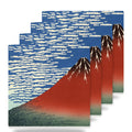 Red Fuji ceramic coasters set of 4