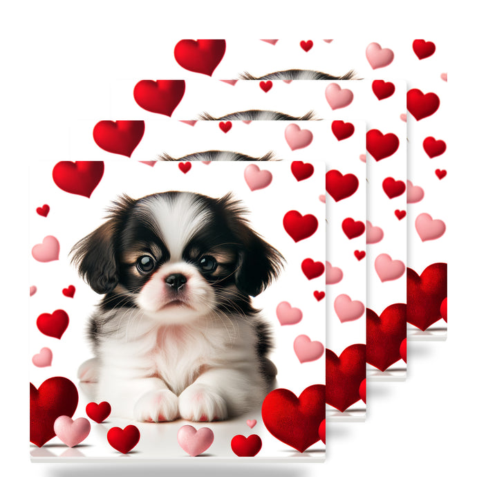 Japanese Chin ceramic coasters set of 4