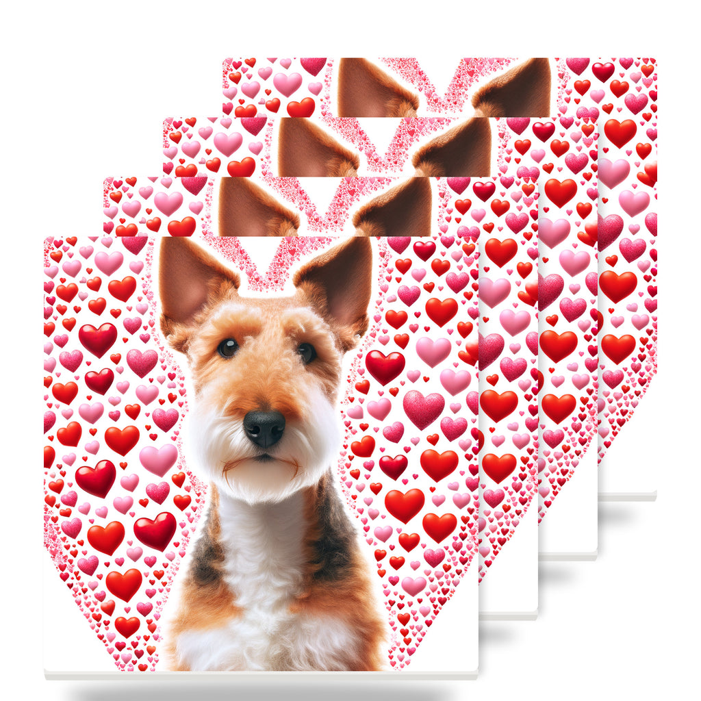 Wire Fox Terrier ceramic coasters set of 4