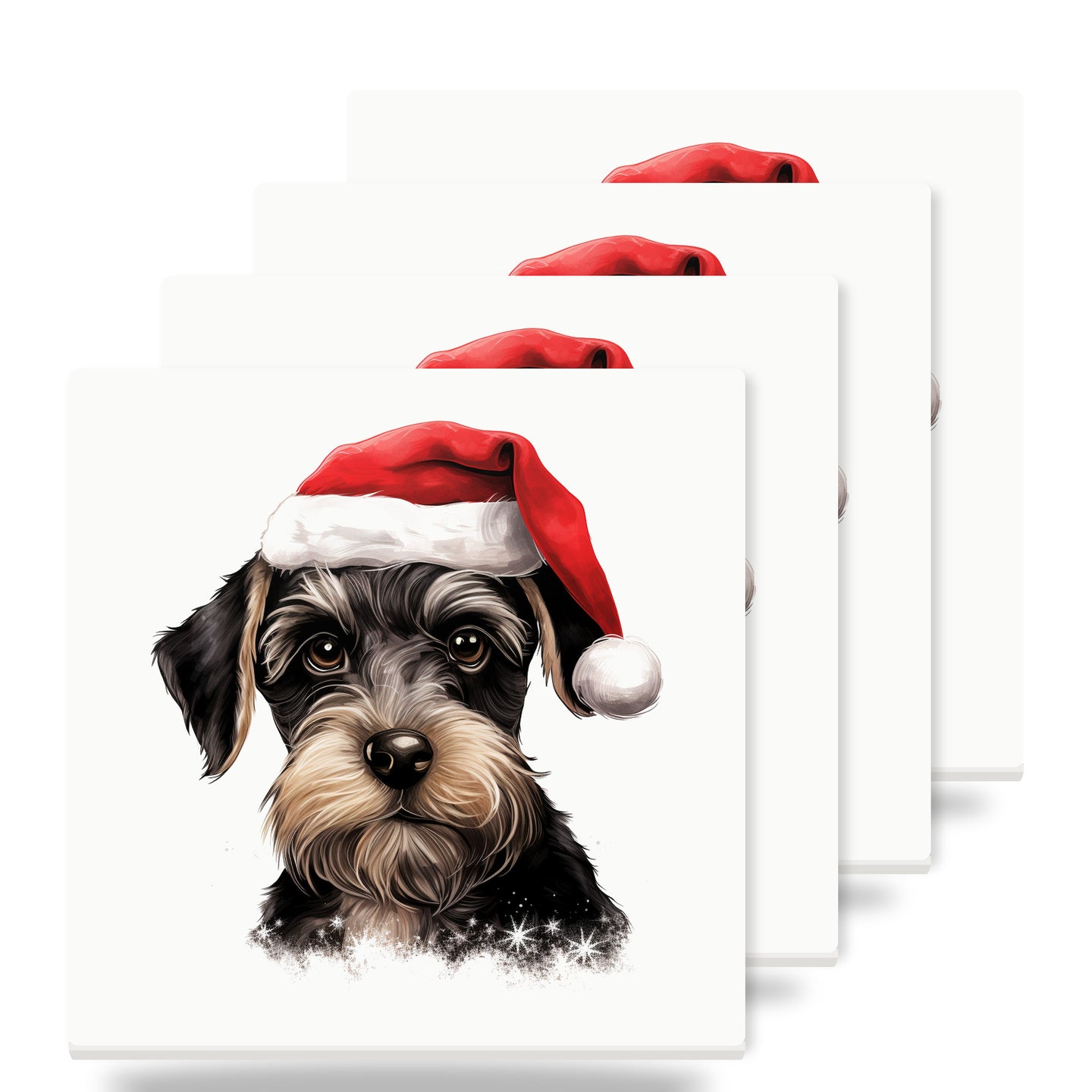 Standard Schnauzer Puppy Drawing ceramic coasters set of 4