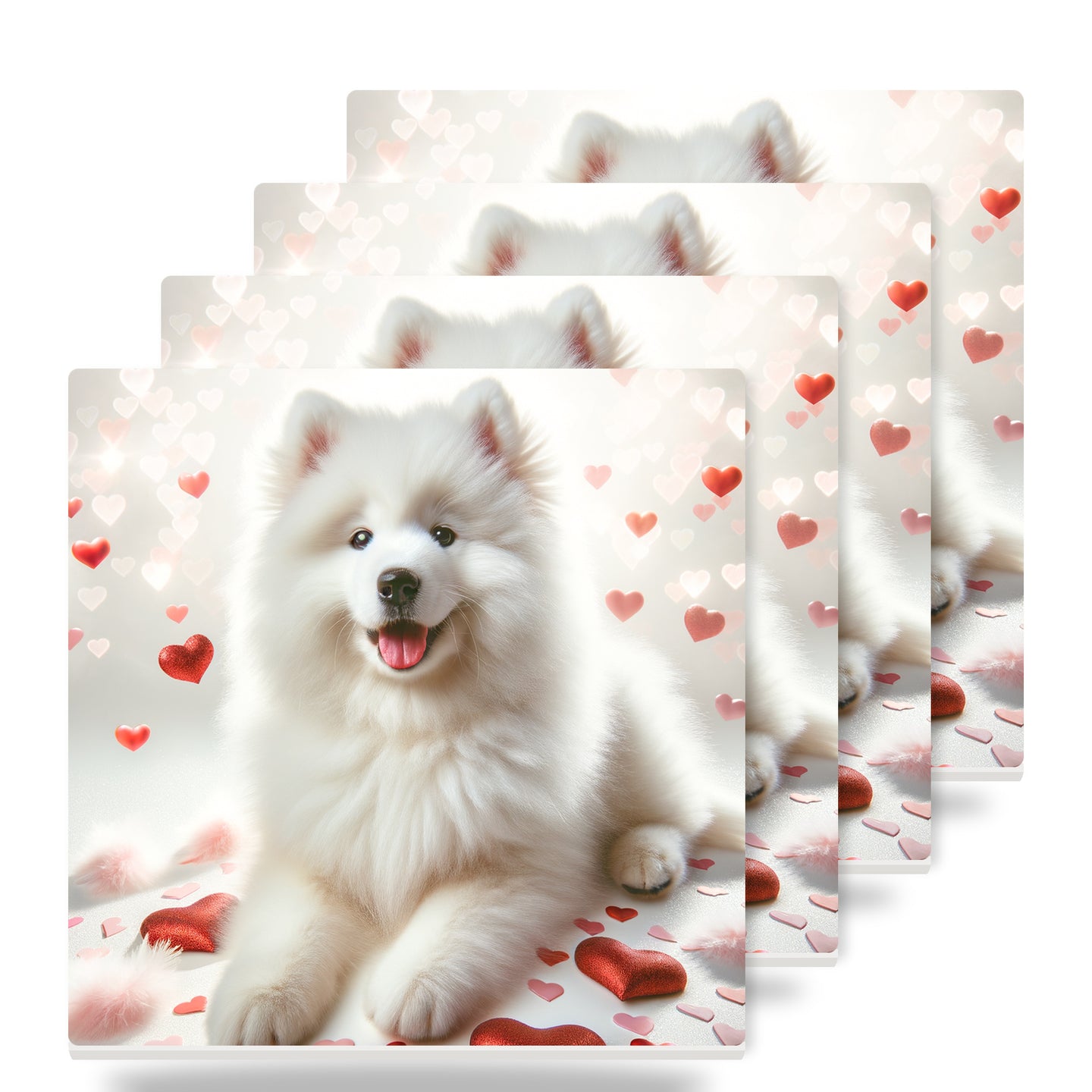 Samoyed ceramic coasters set of 4