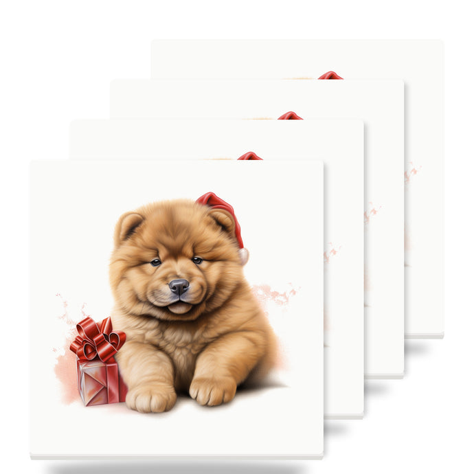 Chow Chow Puppy Drawing ceramic coasters set of 4