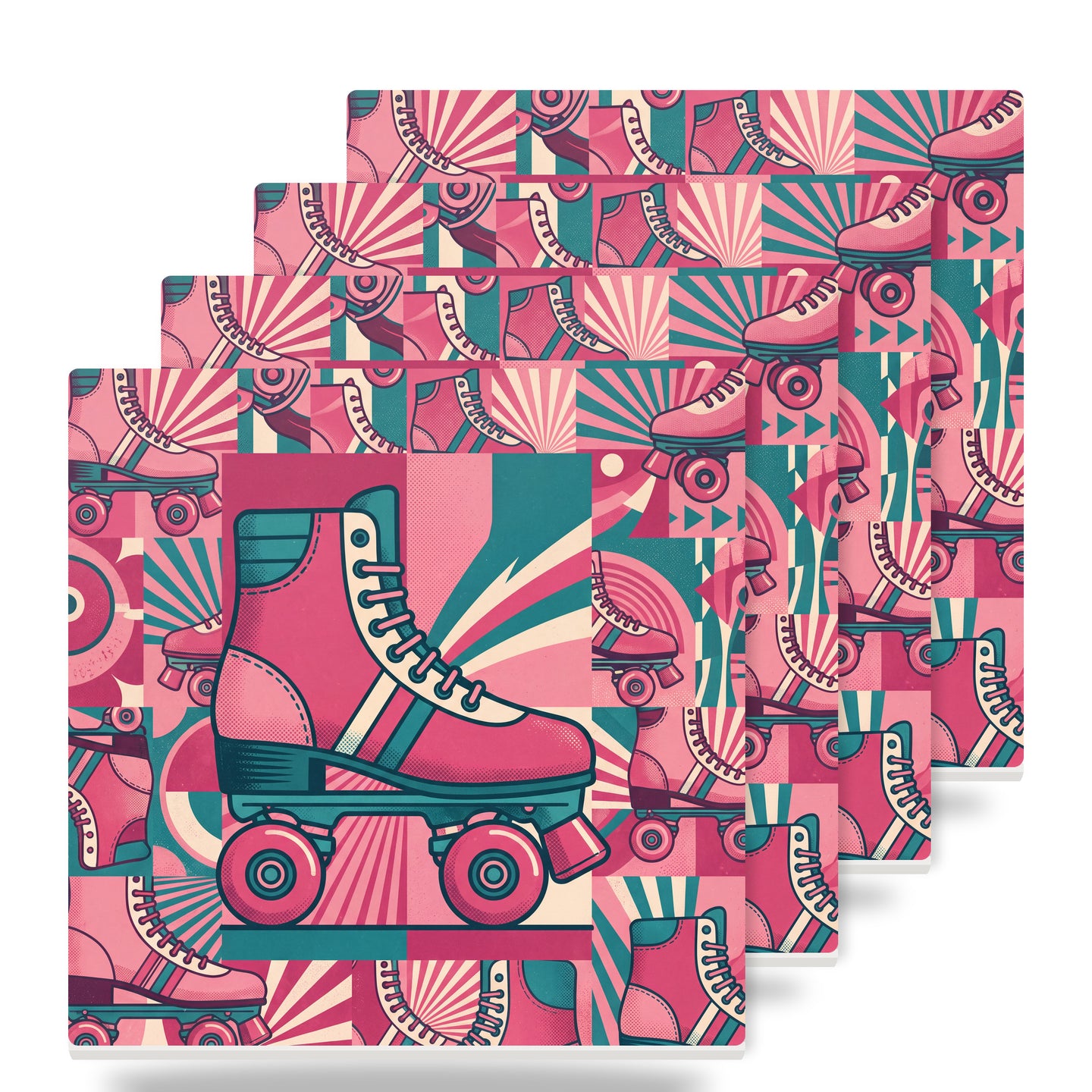Roller Skates ceramic coasters set of 4