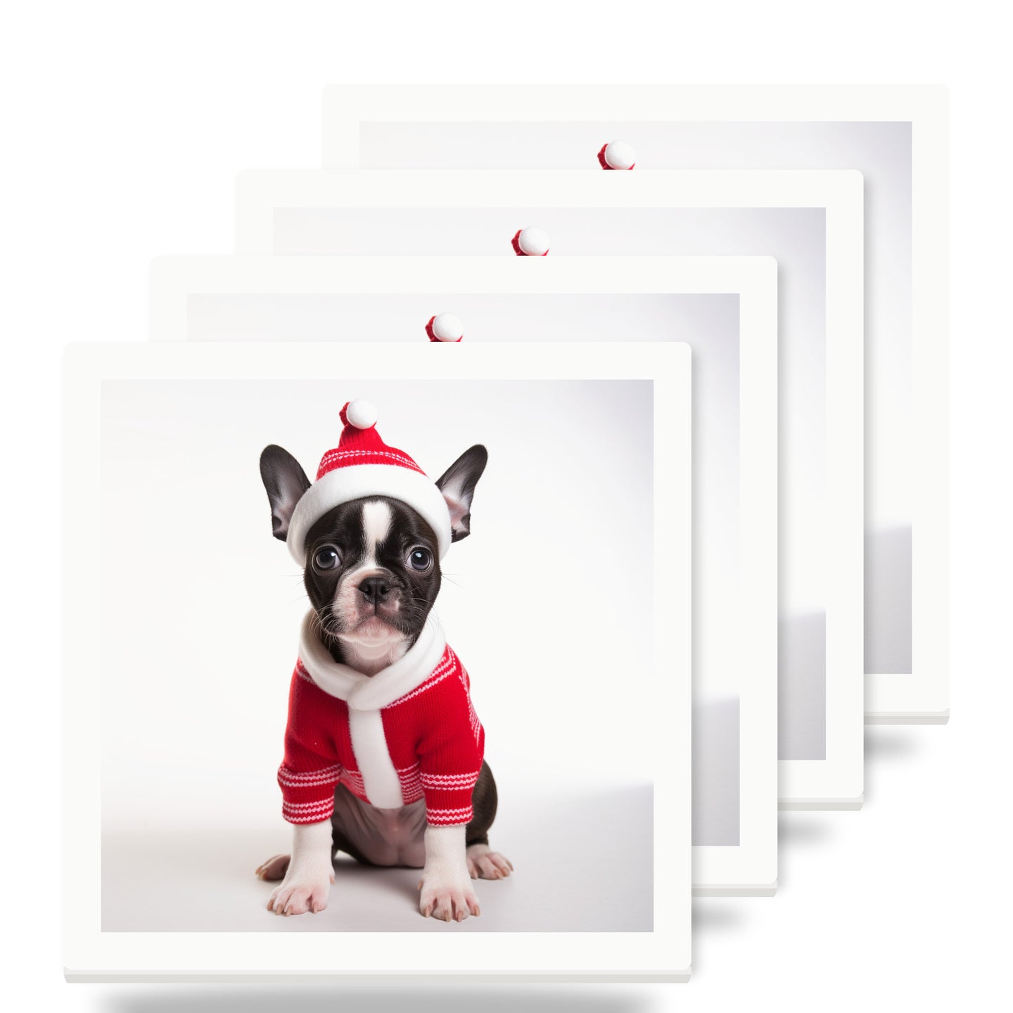Boston Terrier Puppy ceramic coasters set of 4