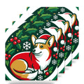 Corgi Christmas Ornament Art ceramic coasters set of 4